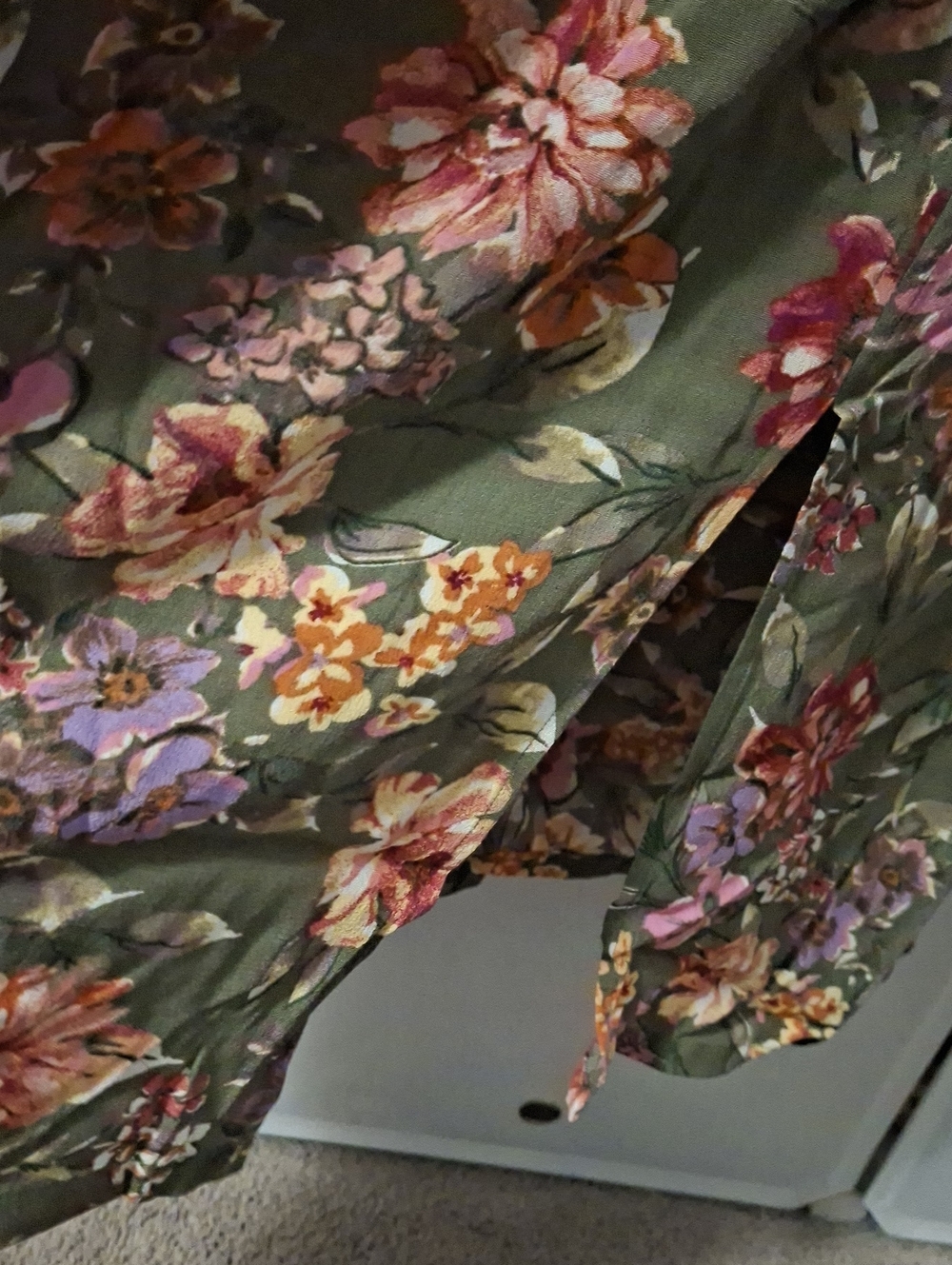 Addition Elle Olive Green Floral Midi Dress with Smocked Waist - Picture 9 of 9